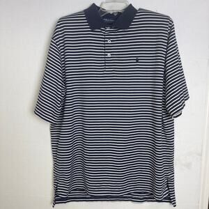 Polo Golf Striped Pima Cotton Polo Shirt Short Sleeve Golf Casual Classic Fit L